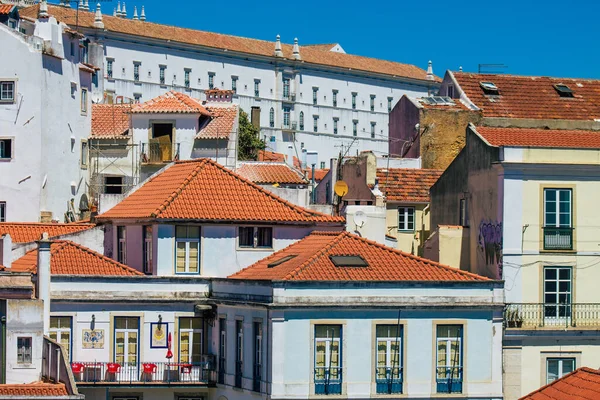 Lisboa Portugal Agosto 2020 Vista Fachada Clásica Antiguos Edificios Históricos — Foto de Stock