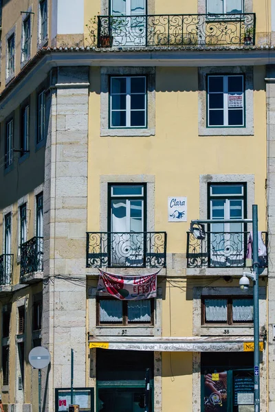 Lissabon Portugal Augustus 2020 Uitzicht Klassieke Gevel Van Oude Historische — Stockfoto