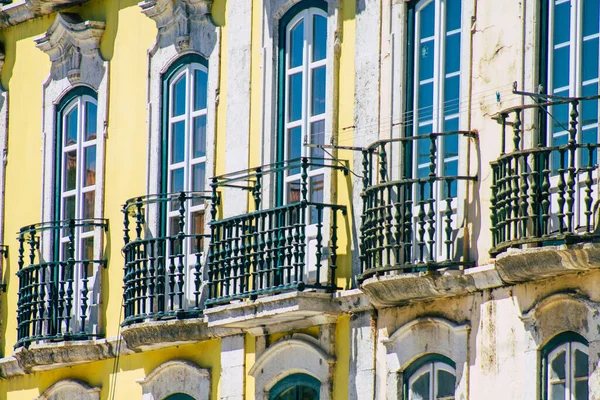 Lisbon Portugal August 2020 View Classic Facade Ancient Historical Buildings — Stock Photo, Image