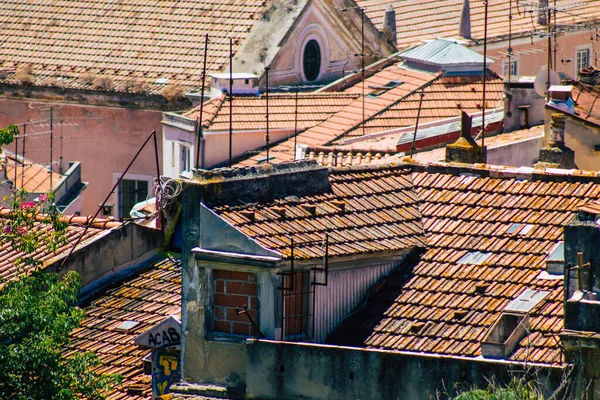 Lissabon Portugal August 2020 Blick Auf Das Dach Alter Historischer — Stockfoto