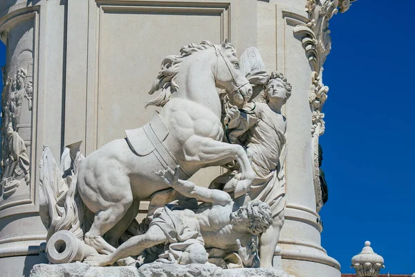 Lisbon Portugal August 2020 Closeup Monument Statue Located Marquis Pombal — Stock Photo, Image