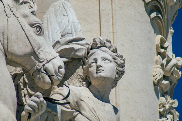 Lisbonne Portugal Août 2020 Gros Plan Sur Monument Statue Situés — Photo