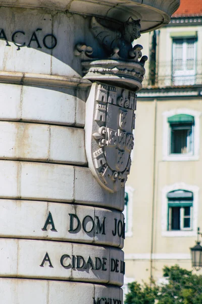 Lisboa Portugal Agosto 2020 Fechar Monumento Estátua Localizada Marquês Pombal — Fotografia de Stock