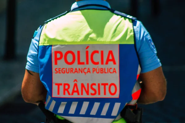 Lisbona Portogallo Agosto 2020 Veduta Dell Agente Polizia Nelle Strade — Foto Stock