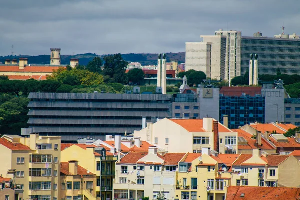 Lissabon Portugal Augustus 2020 Panoramisch Uitzicht Historische Gebouwen Het Centrum — Stockfoto