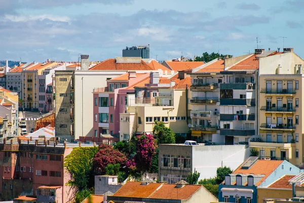 Lizbona Portugalia Sierpnia 2020 Panoramiczny Widok Zabytkowe Budynki Centrum Lizbony — Zdjęcie stockowe