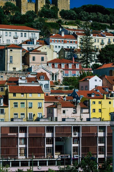 Lizbon Portekiz Ağustos 2020 Lizbon Şehir Merkezindeki Tarihi Binaların Panoramik — Stok fotoğraf