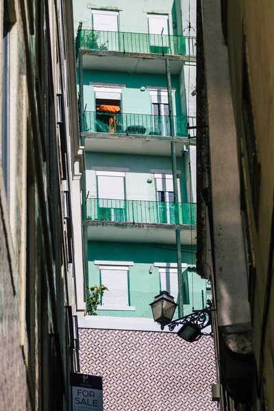 Lissabon Portugal Augustus 2020 Uitzicht Klassieke Gevel Van Oude Historische — Stockfoto