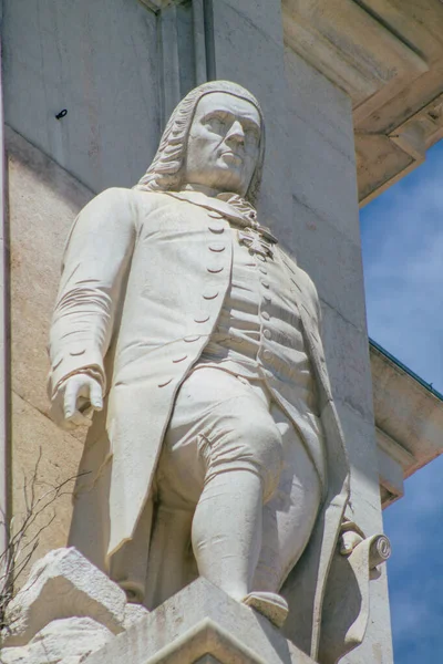 Lisbon Portugal August 2020 View Monument Downtown Area Lisbon Hilly — Stock Photo, Image