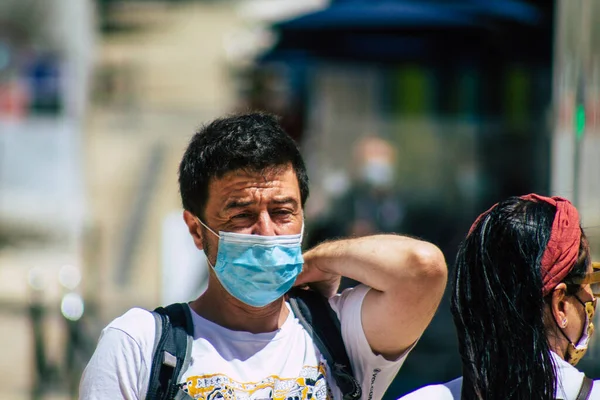 Lisbona Portogallo Agosto 2020 Veduta Pedoni Non Identificati Con Una — Foto Stock