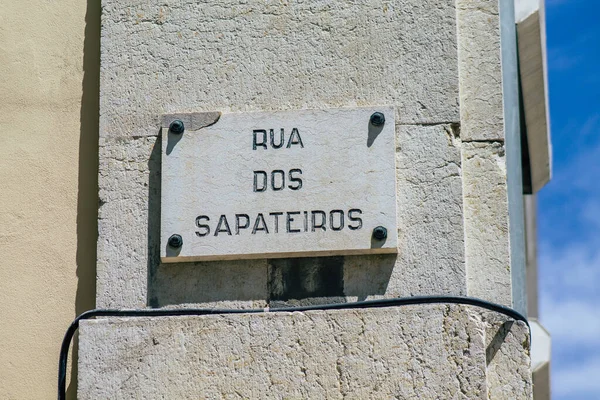 Лиссабон Португалия Август 2020 Вид Улицу Название Дороги Идентификационное Имя — стоковое фото