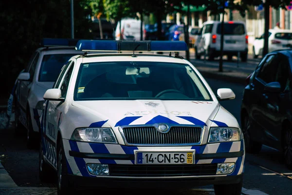 Лісабон Португалія Серпня 2020 Вид Класичного Поліцейського Автомобіля Припаркований Перед — стокове фото