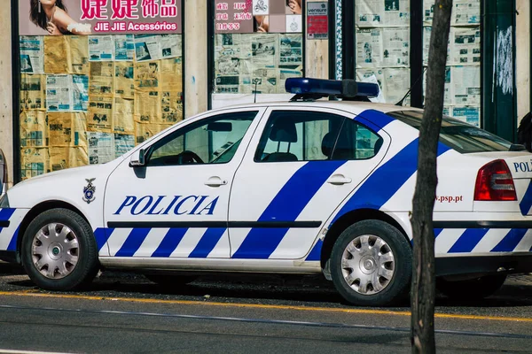 Lisboa Portugal Agosto 2020 Vista Carro Policial Clássico Estacionado Frente — Fotografia de Stock