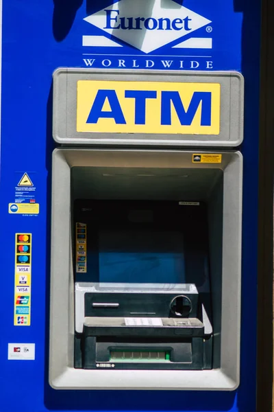 Lissabon Portugal Augustus 2020 Gezicht Een Geldautomaat Straten Van Lissabon — Stockfoto