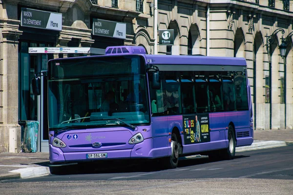 Reims Francia Agosto 2020 Vista Autobús Urbano Tradicional Para Pasajeros — Foto de Stock