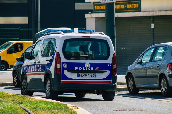 Reims France August 2020 View Traditional French Police Car Driving — Stock Photo, Image