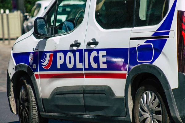 Reims France August 2020 Вид Традиційний Французький Поліцейський Автомобіль Їде — стокове фото