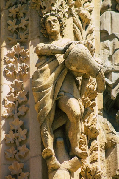 Reims França Agosto 2020 Vista Fachada Exterior Catedral Católica Romana — Fotografia de Stock