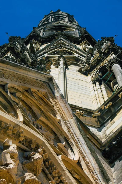 Reims Francia Agosto 2020 Vista Fachada Exterior Catedral Católica Notre —  Fotos de Stock