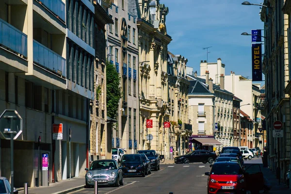 Reims France Sierpień 2020 Widok Fasadę Zabytkowego Budynku Znajdującego Się — Zdjęcie stockowe