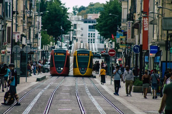 Reims France Août 2020 Vue Tramway Électrique Moderne Pour Les — Photo
