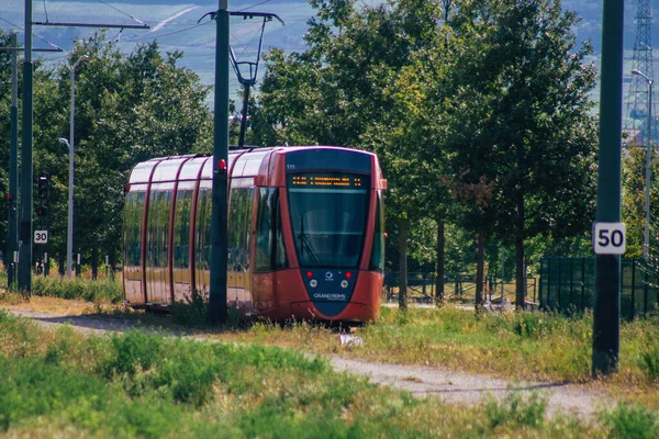 Reims France 2020 View Modern Electric Tram Trains Trains Street — 스톡 사진