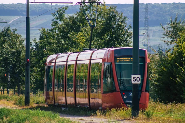 Reims Frankrike Augusti 2020 Utsikt Över Modern Elektrisk Spårvagn För — Stockfoto