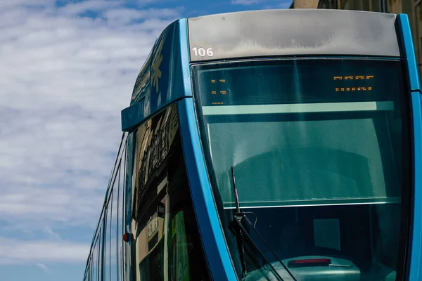 Reims Frankreich August 2020 Blick Auf Eine Moderne Elektrische Straßenbahn — Stockfoto