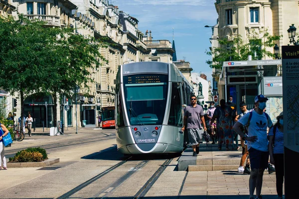 Reims France Août 2020 Vue Tramway Électrique Moderne Pour Les — Photo