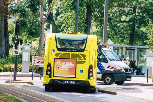Reims France Серпня 2020 Вид Традиційний Міський Автобус Пасажирів Їдуть — стокове фото