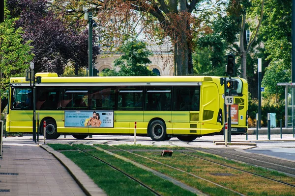 Reims France August 2020 View Traditional City Bus Passengers Driving — Stock Photo, Image