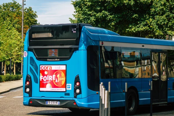 Reims França Agosto 2020 Vista Ônibus Urbano Tradicional Para Passageiros — Fotografia de Stock