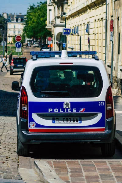 Reims Francia Agosto 2020 Vista Coche Policía Francés Tradicional Estacionado — Foto de Stock