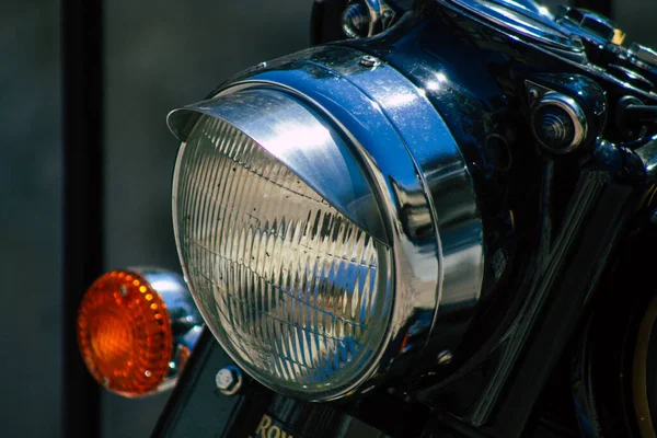 Reims France August 2020 Classic 500 Royal Enfield Motorcycle Closeup — 스톡 사진