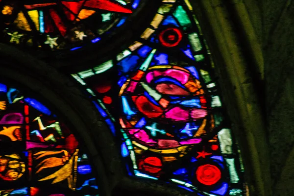 Reims Frankreich August 2020 Blick Auf Glasfenster Der Kathedrale Notre — Stockfoto