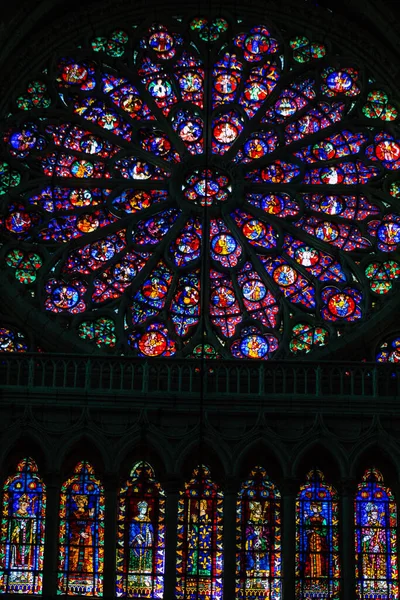 Reims France Sierpnia 2020 Widok Witraży Katedrze Notre Dame Reims — Zdjęcie stockowe