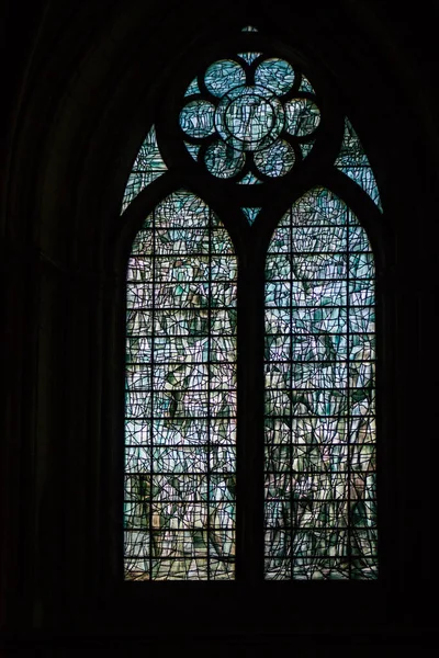 Reims France Augustus 2020 Zicht Glas Loodramen Notre Dame Kathedraal — Stockfoto