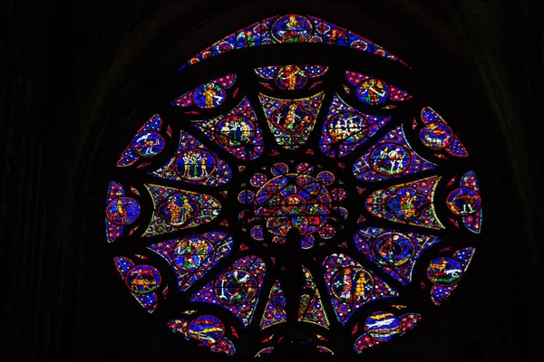 Reims France Augustus 2020 Zicht Glas Loodramen Notre Dame Kathedraal — Stockfoto