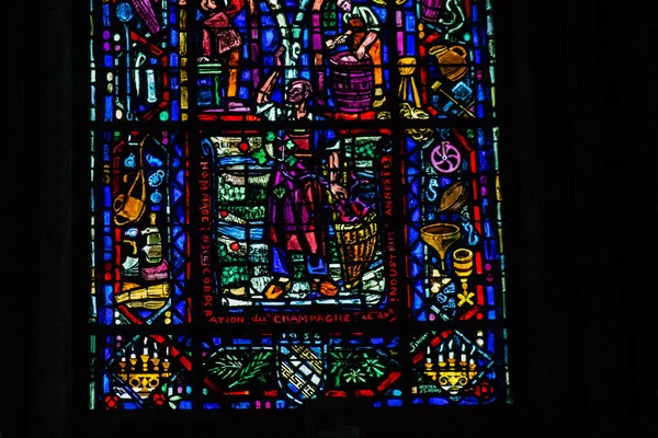 Reims França Agosto 2020 Vista Vitrais Dentro Catedral Reims Notre — Fotografia de Stock