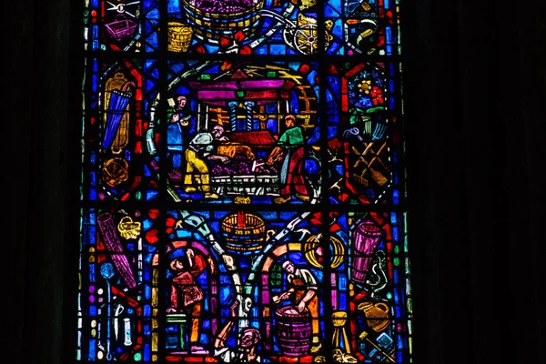 Reims Francia Agosto 2020 Vista Vidrieras Dentro Catedral Notre Dame — Foto de Stock