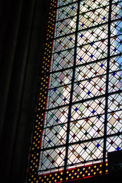 Reims França Agosto 2020 Vista Vitrais Dentro Catedral Reims Notre — Fotografia de Stock