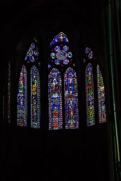 Reims Francia Agosto 2020 Vista Vidrieras Dentro Catedral Notre Dame —  Fotos de Stock