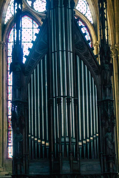 Reims France August 2020 Vedere Din Interiorul Catedralei Notre Dame — Fotografie, imagine de stoc