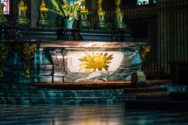 Reims França Agosto 2020 Vista Para Interior Catedral Reims Notre — Fotografia de Stock