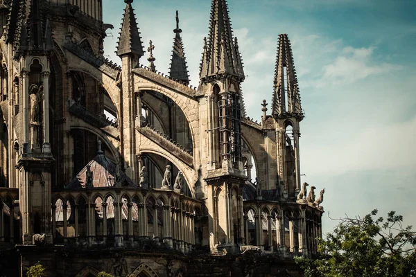 Reims France Augustus 2020 Zicht Buitengevel Van Rooms Katholieke Notre — Stockfoto