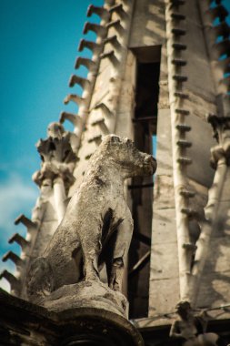 Reims France 04 Eylül 2020 Roma Katolik Notre Dame de Reims Katedrali 'nin dış görünüşü, Fransa' nın Grand Est bölgesinde tarihi bir eser ve Avrupa 'nın en eskilerindendir.