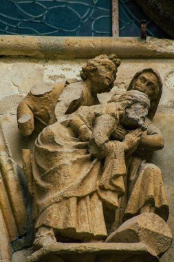 Reims France 04 Eylül 2020 Roma Katolik Notre Dame de Reims Katedrali 'nin dış görünüşü, Fransa' nın Grand Est bölgesinde tarihi bir eser ve Avrupa 'nın en eskilerindendir.