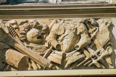 Reims France 04 Eylül 2020 tarihsel şehir merkezindeki belediye binasının görüntüsü, Fransa 'nın Grand Est bölgesinde bir şehir ve Avrupa' nın en eskilerindendir.