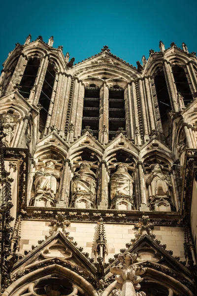 Reims France September 2020 Άποψη Της Εξωτερικής Όψης Του Καθεδρικού — Φωτογραφία Αρχείου