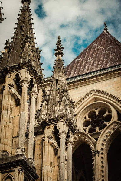 Reims Francia Septiembre 2020 Vista Fachada Exterior Catedral Católica Notre — Foto de Stock